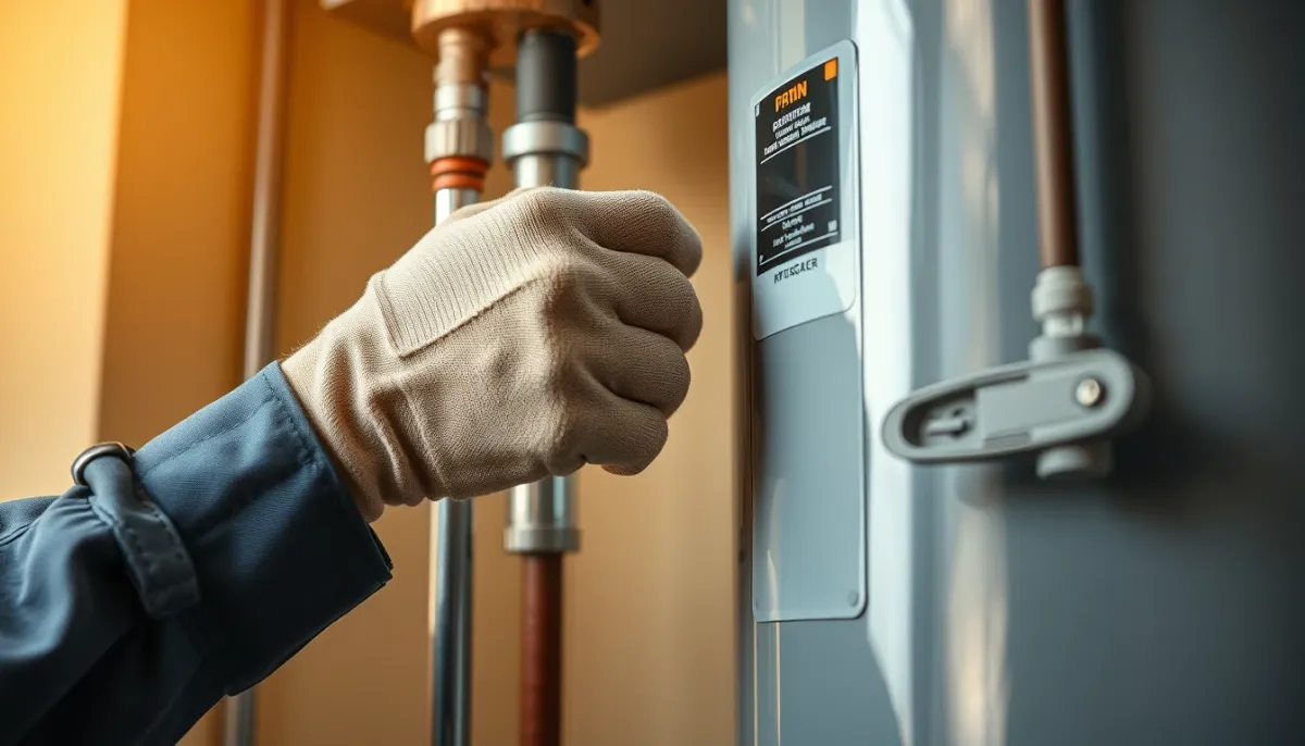 Installation professionnelle d'un boiler avec raccordements et outils
