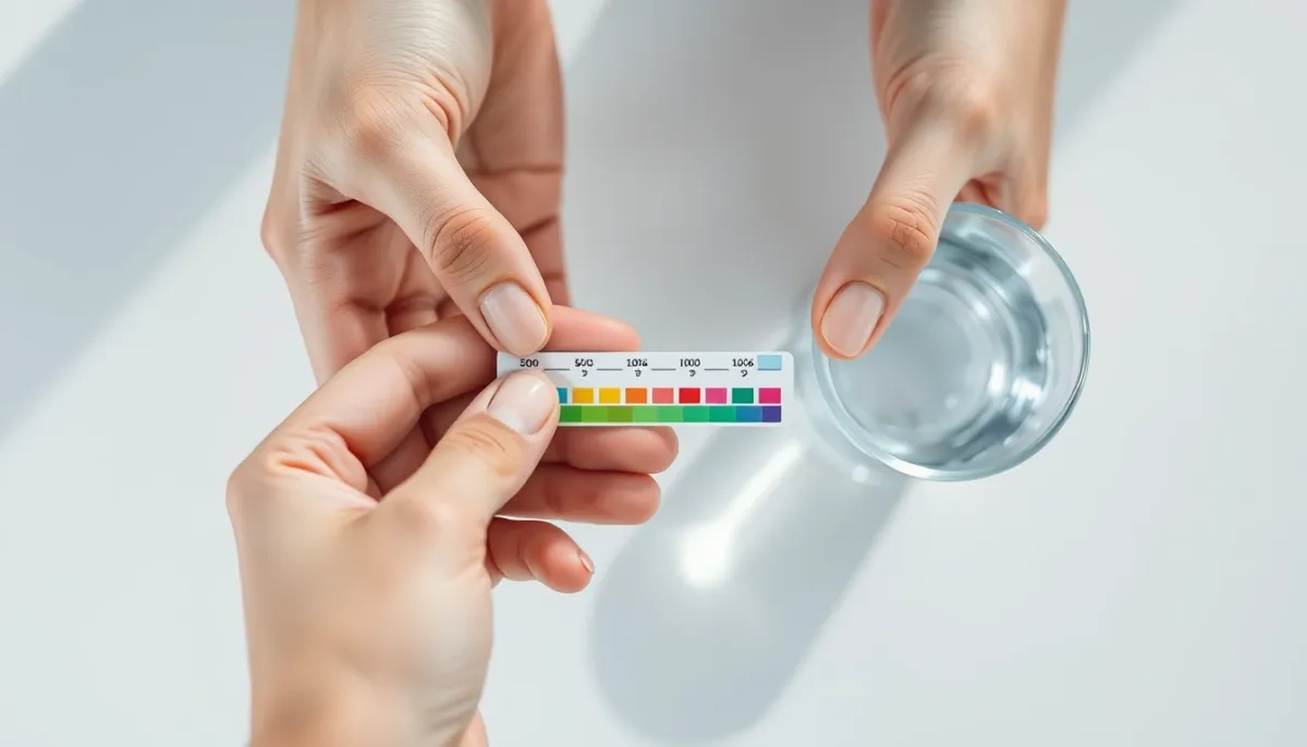 Test de dureté de l'eau avec bandelette réactive pour détecter le calcaire