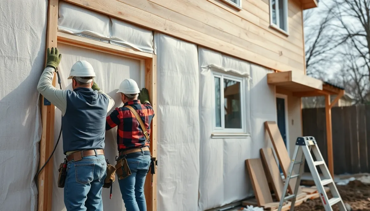 Pose d'une isolation extérieure continue lors de la rénovation d'une maison des années 70