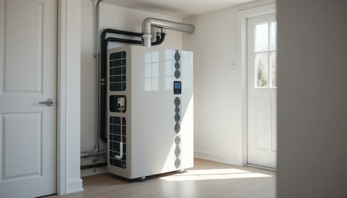 Installation intérieure d'une pompe à chaleur géothermique dans une maison