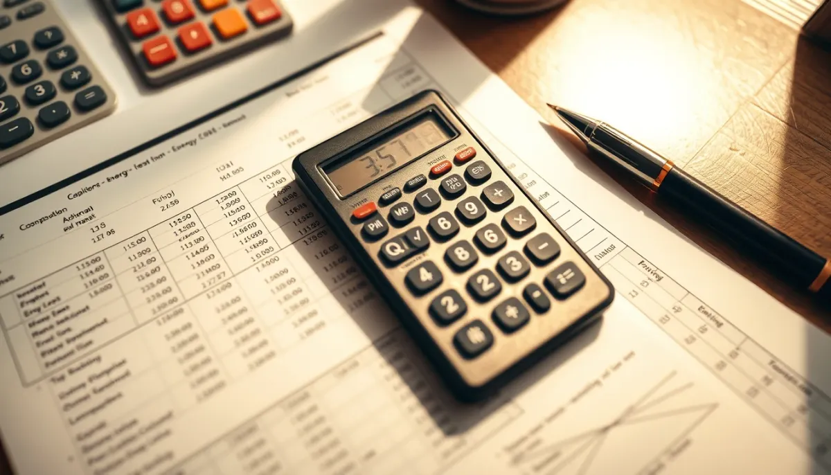 Documents financiers et calculatrice illustrant l'analyse des coûts et subventions