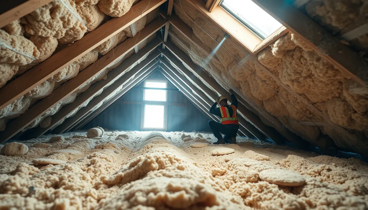 Installation d'isolation thermique dans les combles d'une maison